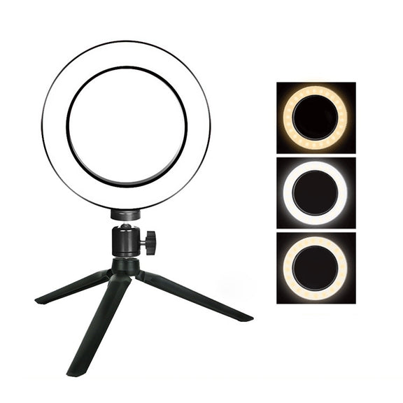 Live Broadcast Self-timer Dimming Ring LED Beauty Selfie Light with Small Table Tripod, Selfie Light Diameter: 16cm
