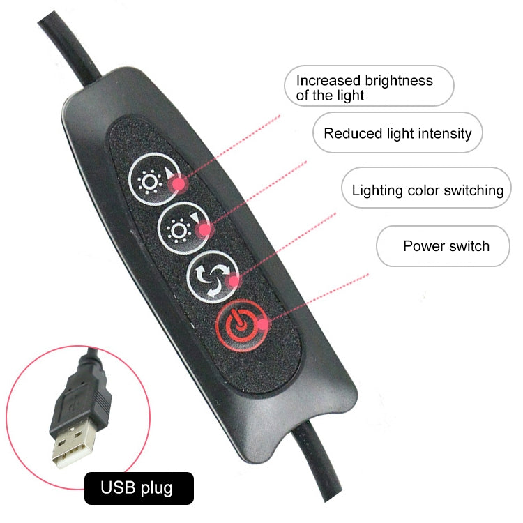 Live Broadcast Self-timer Dimming Ring LED Beauty Selfie Light with Small Table Tripod, Selfie Light Diameter: 16cm