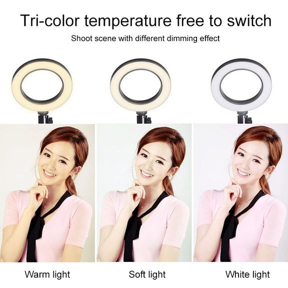 Live Broadcast Self-timer Dimming Ring LED Beauty Selfie Light with Small Table Tripod, Selfie Light Diameter: 16cm