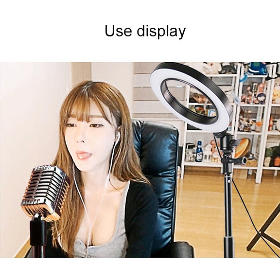 Live Broadcast Self-timer Dimming Ring LED Beauty Selfie Light with Small Table Tripod, Selfie Light Diameter: 16cm