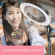 Live Broadcast Self-timer Dimming Ring LED Beauty Selfie Light with Small Table Tripod, Selfie Light Diameter: 16cm