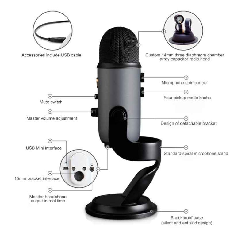 Logitech Blue Yeti USB Condenser Microphone(Silver)