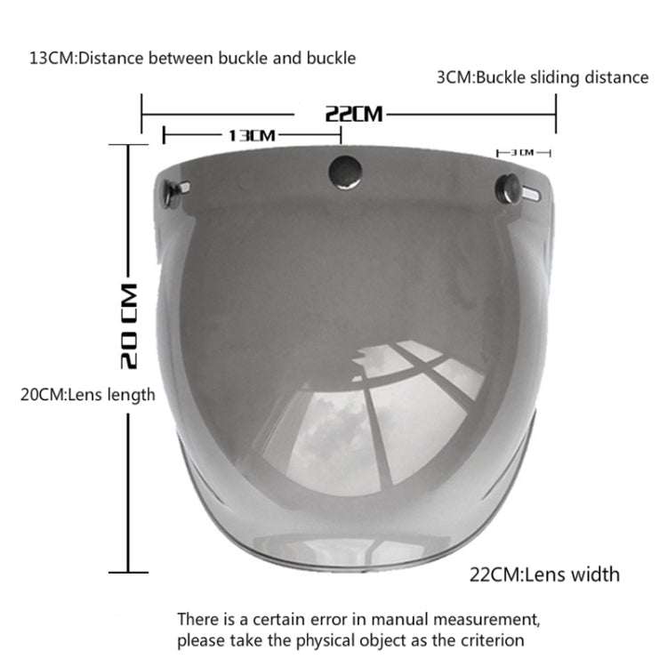 Soman Motorcycle Bubble Visor Open Face Helmet Visor Helmet Windshield Shield with Transparent Frame(Mirror)