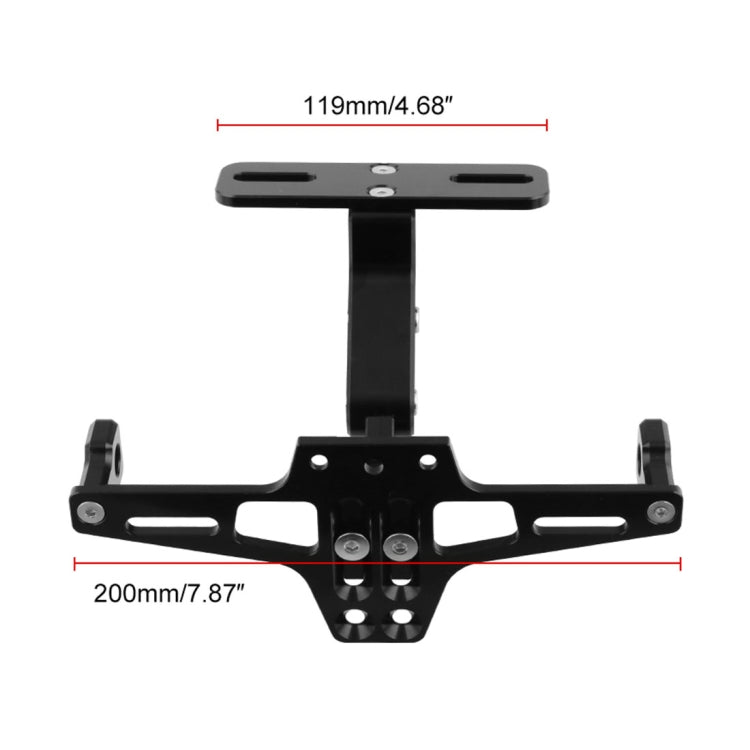 LPF013 Motorcycle Modification Accessories Universal Aircraft Shape Aluminum Alloy License Plate Bracket with LED Lights (Red)
