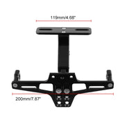 LPF013 Motorcycle Modification Accessories Universal Aircraft Shape Aluminum Alloy License Plate Bracket with LED Lights (Red)