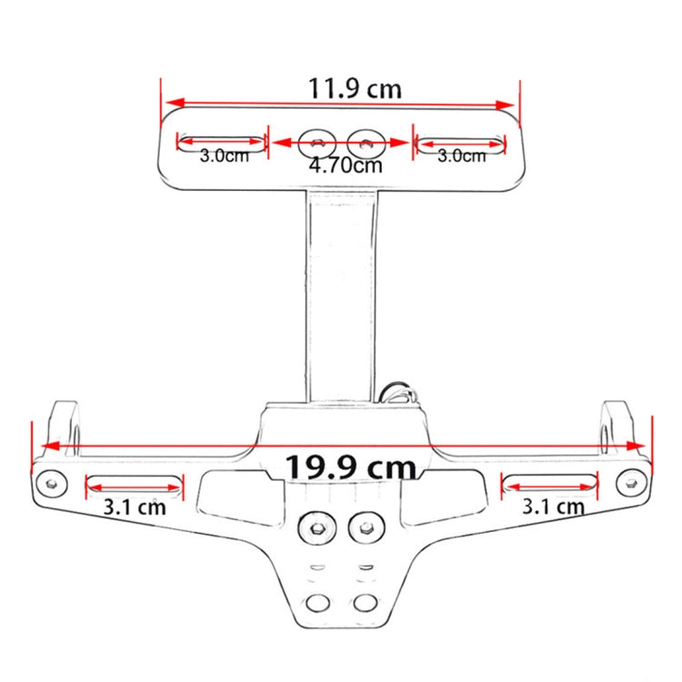 LPF013 Motorcycle Modification Accessories Universal Aircraft Shape Aluminum Alloy License Plate Bracket with LED Lights (Red)