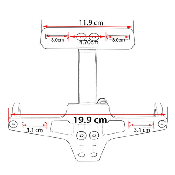 LPF013 Motorcycle Modification Accessories Universal Aircraft Shape Aluminum Alloy License Plate Bracket with LED Lights (Red)