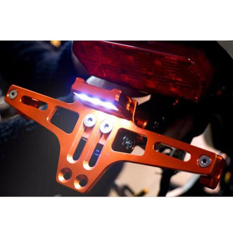 LPF013 Motorcycle Modification Accessories Universal Aircraft Shape Aluminum Alloy License Plate Bracket with LED Lights (Red)