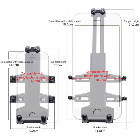 U-shaped Bolt Ball-Head Motorcycle Handlebar Multi-function Eight-jaw Aluminum Phone Navigation Holder Bracket, Width of Phone: 6.5-10.2cm  