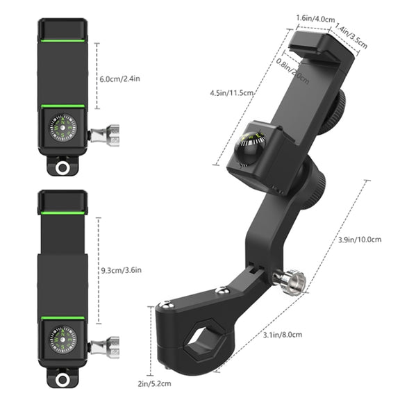 Motorcycle Spherical Compass Phone Holder, Rearview Mirror without Light (Green)