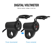 ZH-975B1 Motorcycle Aluminum Alloy Water-resistant Mobile Phone Single USB Charger with Red Voltmeter(Black)
