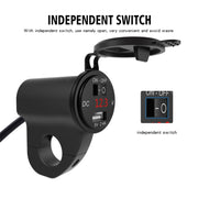ZH-975B1 Motorcycle Aluminum Alloy Water-resistant Mobile Phone Single USB Charger with Red Voltmeter(Black)