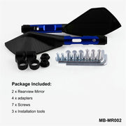 Modified Motorcycle Aluminium Alloy Rhombus Reflective Light Side Rearview Mirror (Blue)