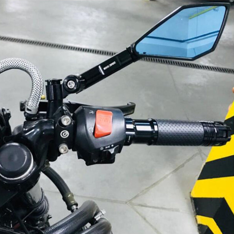 Modified Motorcycle Aluminium Alloy Rhombus Reflective Light Side Rearview Mirror (Blue)