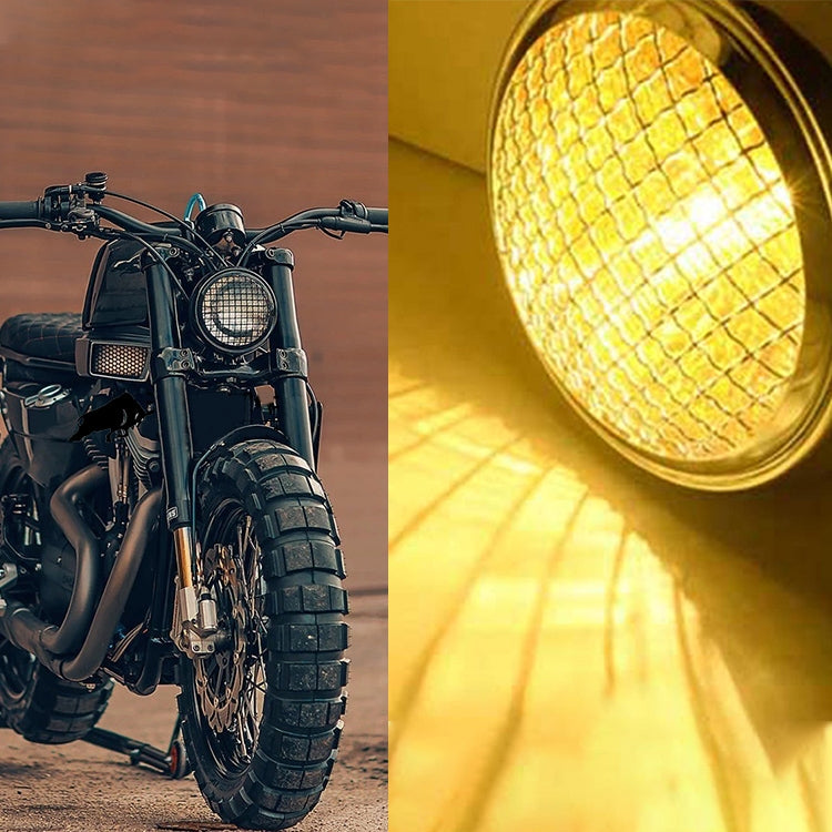 Motorcycle Silver Shell Harley Headlight Retro Lamp LED Light Modification Accessories (Yellow)