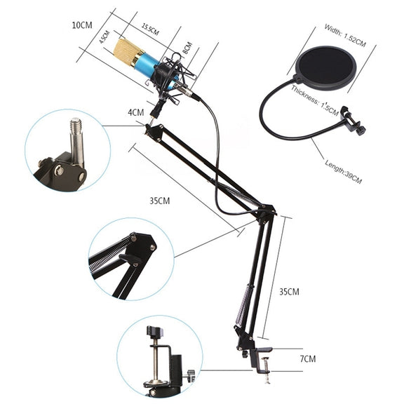 BM-800 Network K-Song Dedicated High-end Metal Shock Mount Microphone Set(Black)