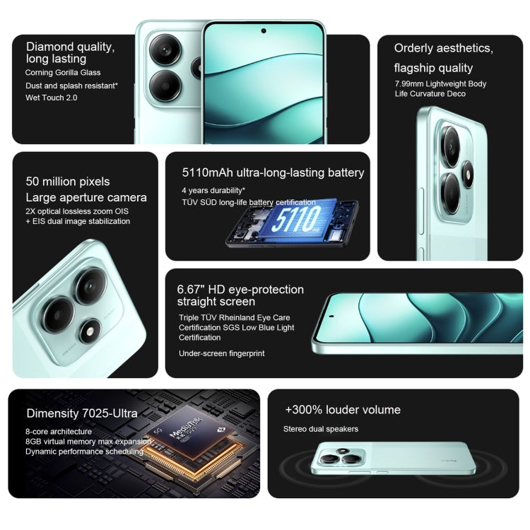 Xiaomi Redmi Note 14 5G, 8GB+128GB, 6.67 inch Xiaomi HyperOS Mediatek Dimensity 7025-Ultra Octa Core, Network: 5G (Green)