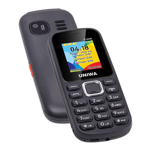 UNIWA E1808 Elder Keypad Phone, 1.77 inch SC6531E, LED Flashlight, 21 Keys, Network: 2G, Triple SIM, EU Plug (Blue)