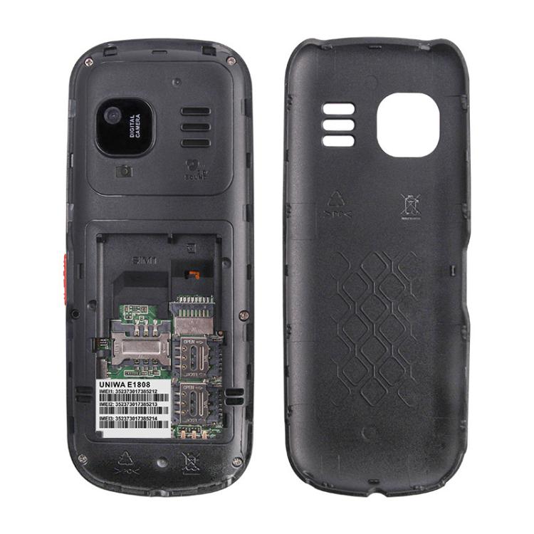 UNIWA E1808 Elder Keypad Phone, 1.77 inch SC6531E, LED Flashlight, 21 Keys, Network: 2G, Triple SIM, EU Plug (Blue)