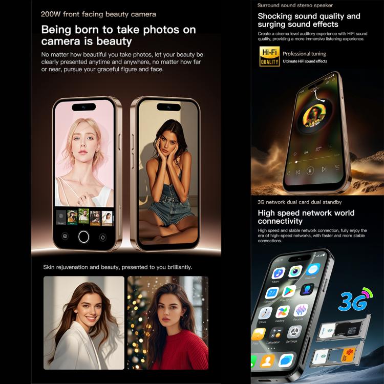 SOYES ONEMYTH M16 Pro, 2GB+16GB, 4.0 inch Android 10.0 MTK6580 Quad Core, Network: 3G, Dual SIM (Gold)