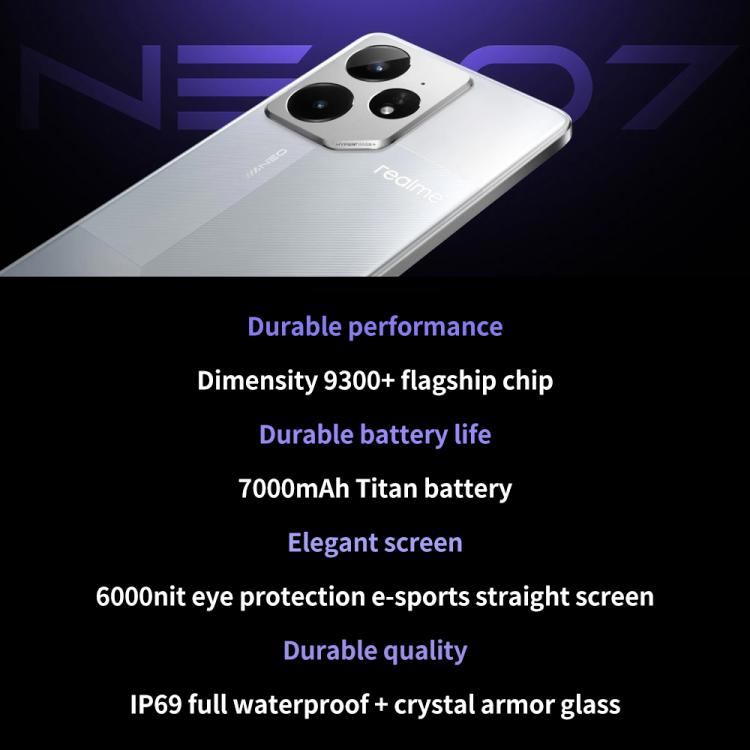 Realme Neo7, 16GB+256GB, 6.78 inch Android 15 / Realme UI 6.0 MediaTek Dimensity 9300+ Octa Core, NFC, Network: 5G, Support Google Play (White)