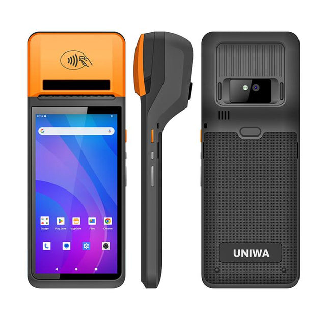 UNIWA V4P 2D QR Code Scanning Edition, 6 inch NFC Android 13 Smart Handheld POS Phone with Thermal Printer, 3GB+16GB, Unisoc SC9863a Octa Core, Network: 4G (Black)