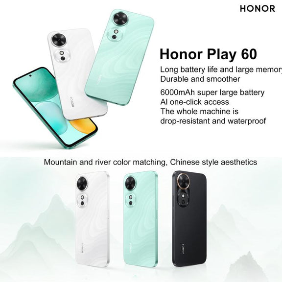 Honor Play 60, 8GB+256GB, Side Fingerprint, 6.61 inch MagicOS 9.0 Dimensity 6300 Octa Core, Network: 5G, OTG (White)