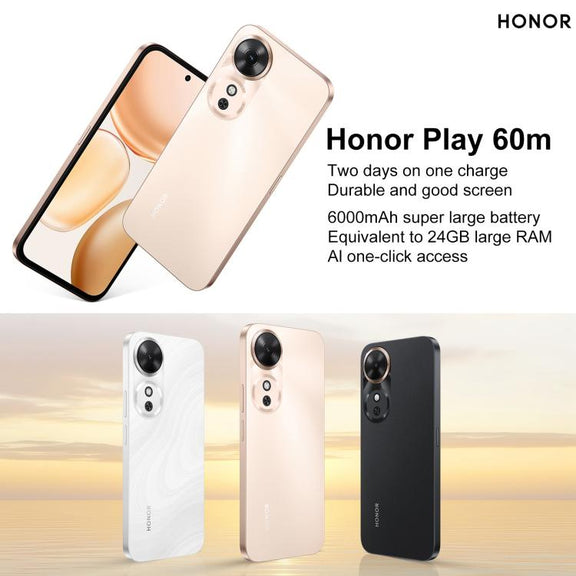 Honor Play 60m, 6GB+128GB, Side Fingerprint, 6.61 inch MagicOS 9.0 Dimensity 6300 Octa Core, Network: 5G, OTG (Black)