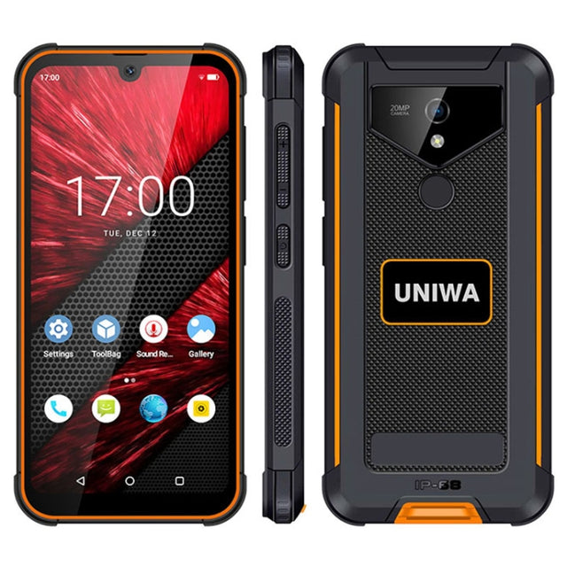UNIWA F965 Pro Rugged Smart Phone, 6GB+128GB, 6 inch Android 13, MT6762 Octa Core, Network: 4G, NFC, PoC, SOS, EU Plug (Black+Orange)