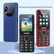 UNIWA V2000 Elder Keypad Phone, 2.4 inch Unisoc T107, 1700mAh Battery, LED Flashlight, SOS, Network: 4G, EU Plug (Red)