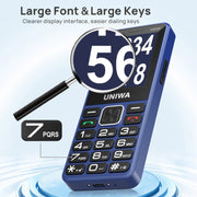 UNIWA V2000 Elder Keypad Phone, 2.4 inch Unisoc T107, 1700mAh Battery, LED Flashlight, SOS, Network: 4G, US Plug (Black)