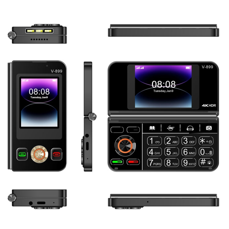 SOYES V-899, 32MB+64MB, 2.4 inch + 2.8 inch Display MTK6261D CPU, BT 3.0, Network: 2G, Dual SIM (Black)