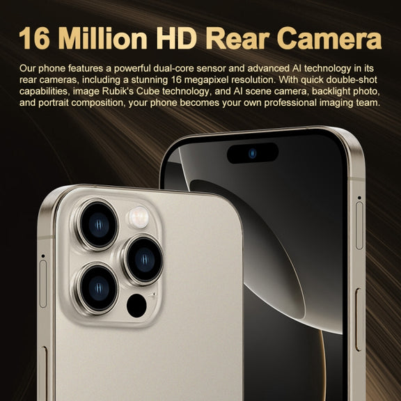 i16 Pro Max / Q5A, 6GB+128GB, 6.5 inch Screen, Face Identification, Android 10 MTK6762 Octa Core, OTG, NFC, Network: 4G, Dual SIM, AU Plug (Gold)