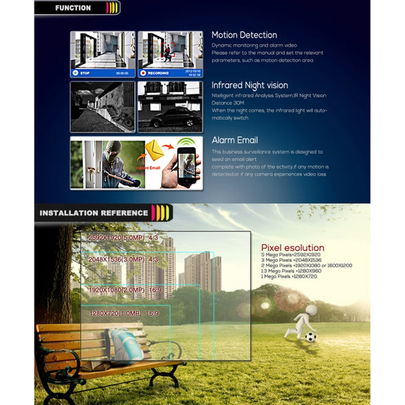 A4B3Kit 2MP 4CH 1080P CCTV Security Camera System AHD DVR Surveillance Kit, Support Night Vision / Motion Detection(White)