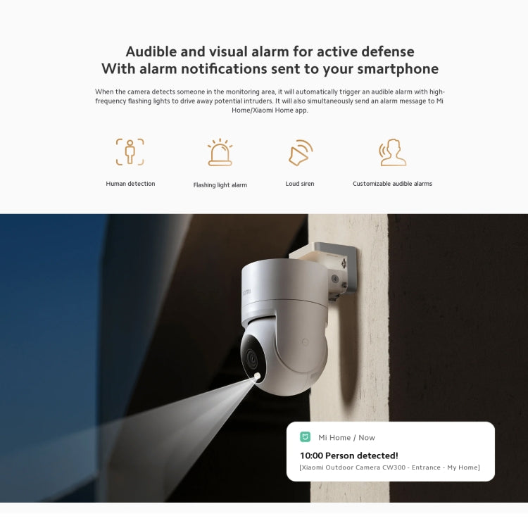Original Xiaomi CW300 4MP Outdoor Camera IP66 Water-resistant Full Color Night Vision WiFi Camera, US Plug