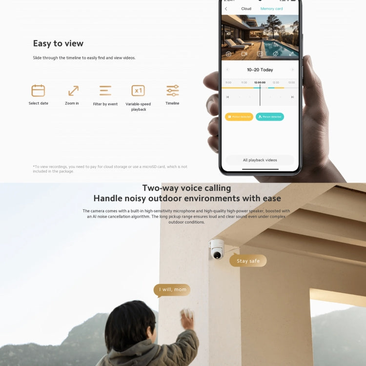 Original Xiaomi CW300 4MP Outdoor Camera IP66 Water-resistant Full Color Night Vision WiFi Camera, US Plug