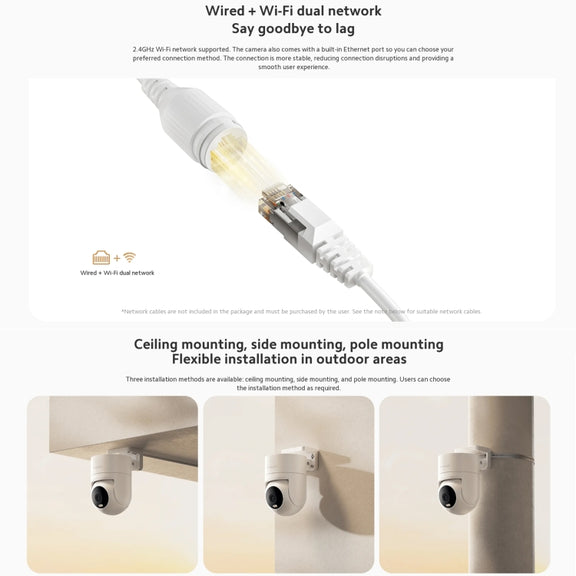 Original Xiaomi CW300 4MP Outdoor Camera IP66 Water-resistant Full Color Night Vision WiFi Camera, US Plug