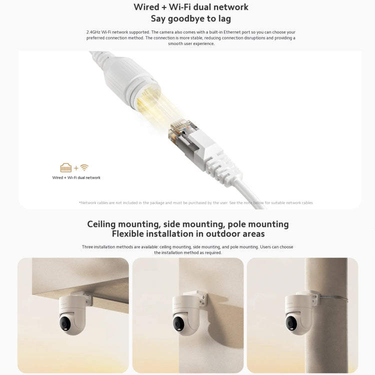 Original Xiaomi CW300 4MP Outdoor Camera IP66 Water-resistant Full Color Night Vision WiFi Camera, US Plug