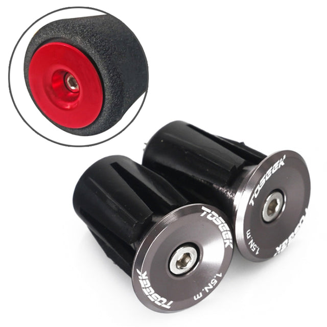 TOSEEK 1 Pair Mountain Bike Handlebar Grips Caps End Plug Aluminum Alloy Bicycle  Bar Ends Plug (Grey)