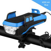 Multifunction 4  in 1 Phone Holder Bicycle Bell Cycling Lamp Flashlight(Blue)