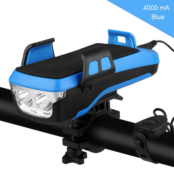 Multifunction 4  in 1 Phone Holder Bicycle Bell Cycling Lamp Flashlight(Blue)