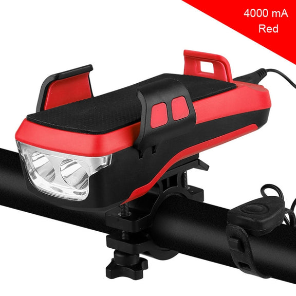 Multifunction 4  in 1 Phone Holder Bicycle Bell Cycling Lamp Flashlight(Red)