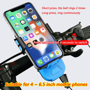 Multifunction 4  in 1 Phone Holder Bicycle Bell Cycling Lamp Flashlight(Red)