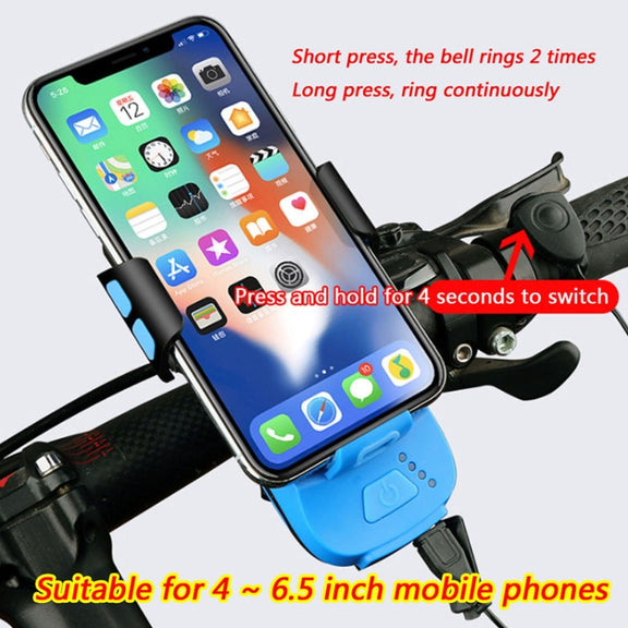 Multifunction 4  in 1 Phone Holder Bicycle Bell Cycling Lamp Flashlight(Red)
