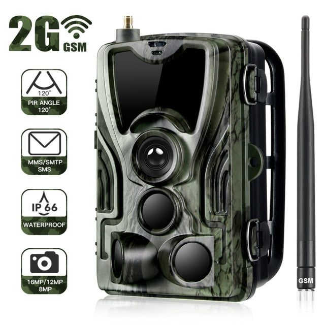 HC801M 2G GSM Water-resistant IP66 IR Night Vision Security Hunting Trail Camera, 120 Degree PIR Angle