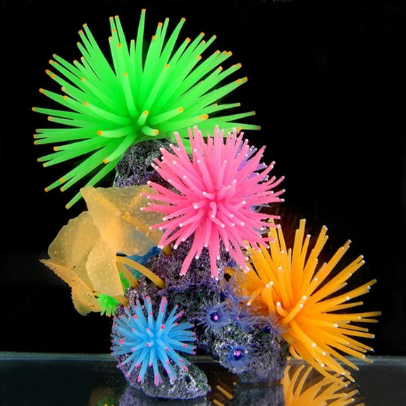 Aquarium Articles Decoration TPR Simulation Sea Urchin Ball Coral with Point, Size: L, Diameter: 13cm(Blue)