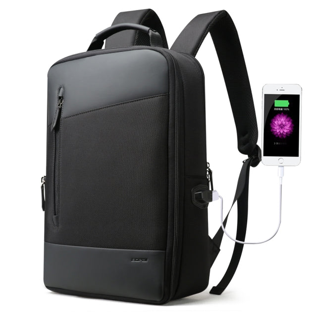 Bopai 851-009911 Business Anti-theft Water-resistant Large Capacity Double Shoulder Bag,with USB Charging Port, Size: 30.5x13x45cm (Black)