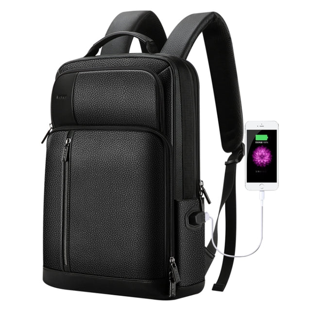 Bopai 851-036611 Large Capacity Top-grain leather Business Breathable Man Backpack, Size: 30x12x43cm(Black)