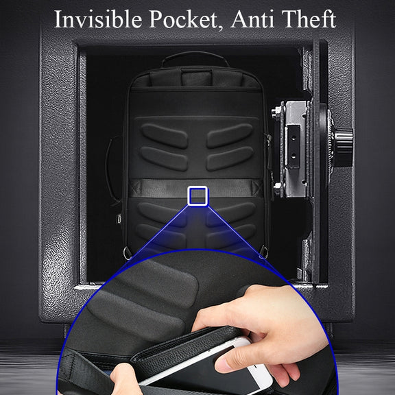 Bopai 751-006551 Large Capacity Business Casual Breathable Laptop Backpack with External USB Interface, Size: 30 x 12 x 44cm(Black)