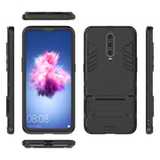 Shockproof PC + TPU  Case for OPPO R17 Pro, with Holder(Black)